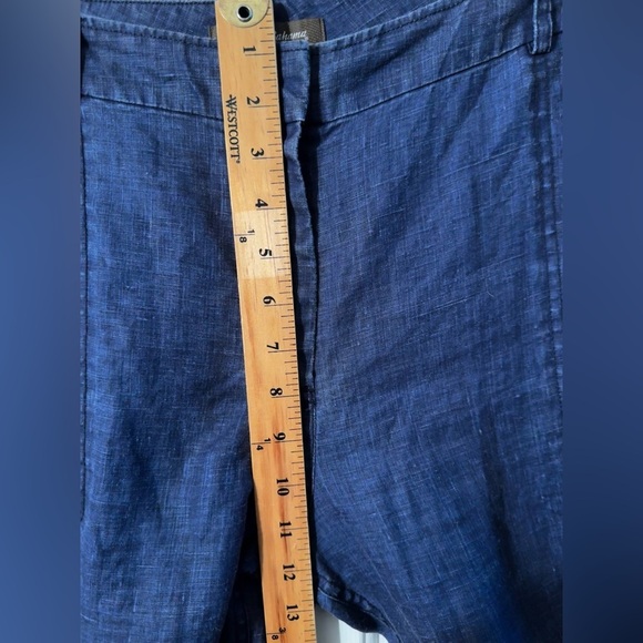 TOMMY BAHAMA 14 Larch Indigo Blue 100% Linen Cropped Cargo Pants Zipper Pockets - Picture 9 of 13